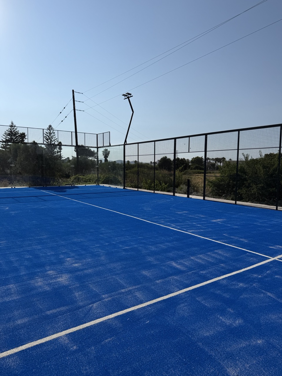Padel court at sunset